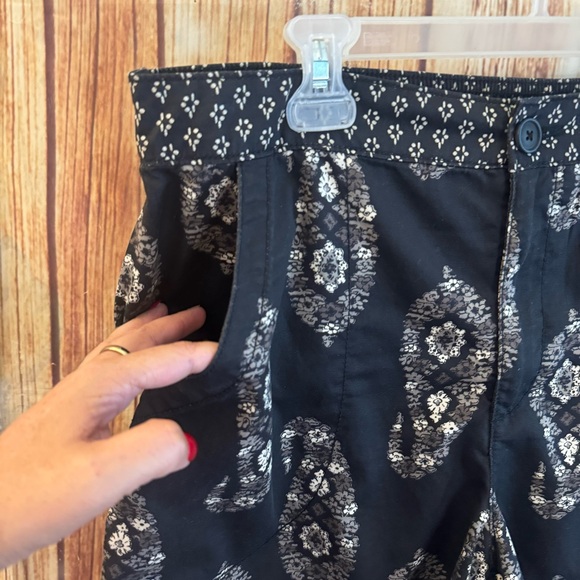 Knox Rose Women’s Cotton Blend Paisley High Waist Chino Shorts Charcoal Sz Large - Picture 2 of 8